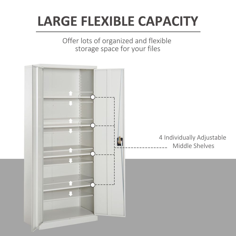 Filing Cabinet Storage Office 2 Doors Adjustable Shelf Metal Vinsetto - anydaydirect