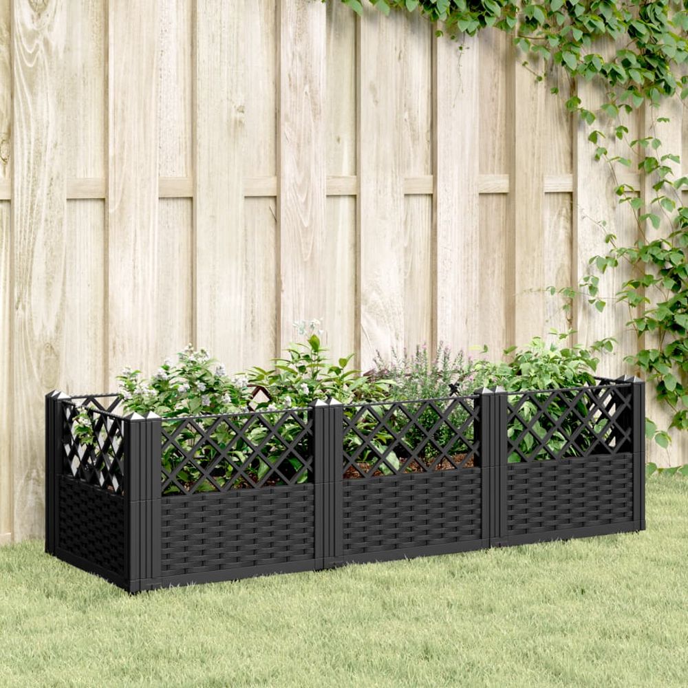 vidaXL Garden Planter with Pegs Brown 42.5x42.5x28.5 cm PP - anydaydirect