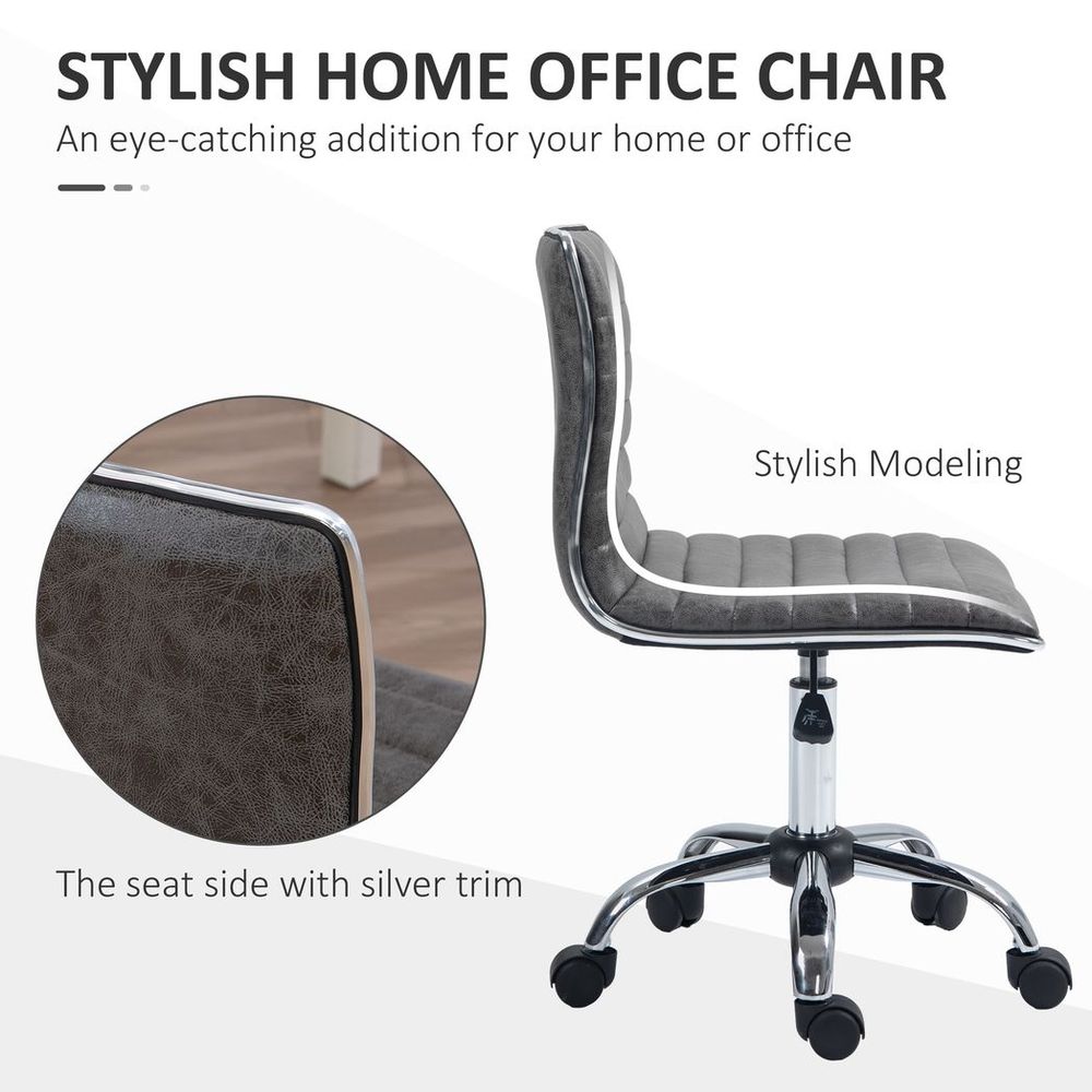 HOMCOM Armless Mid-Back Adjustable Office Chair with 360 Swivel Grey - anydaydirect