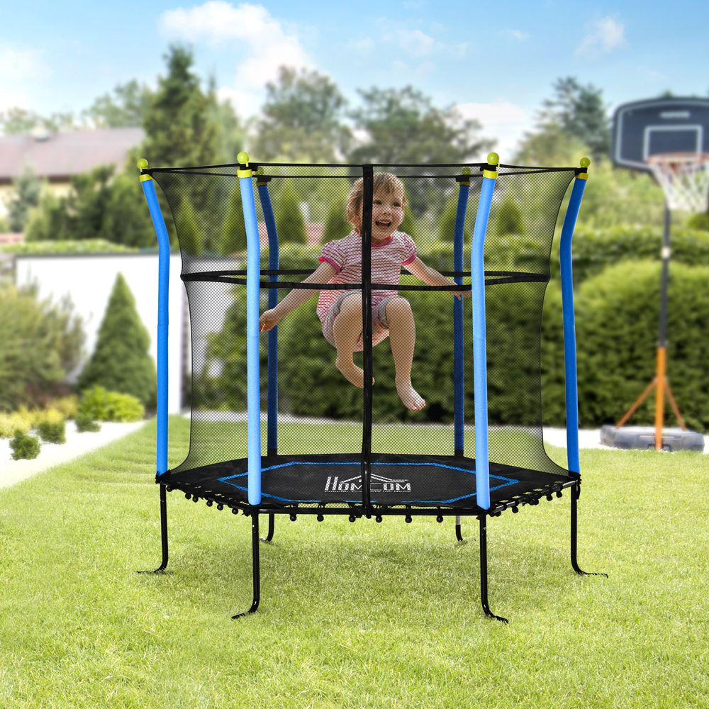 5.2FT Kids Trampoline With Enclosure Indoor Outdoor for 3-10 Years Blue - anydaydirect