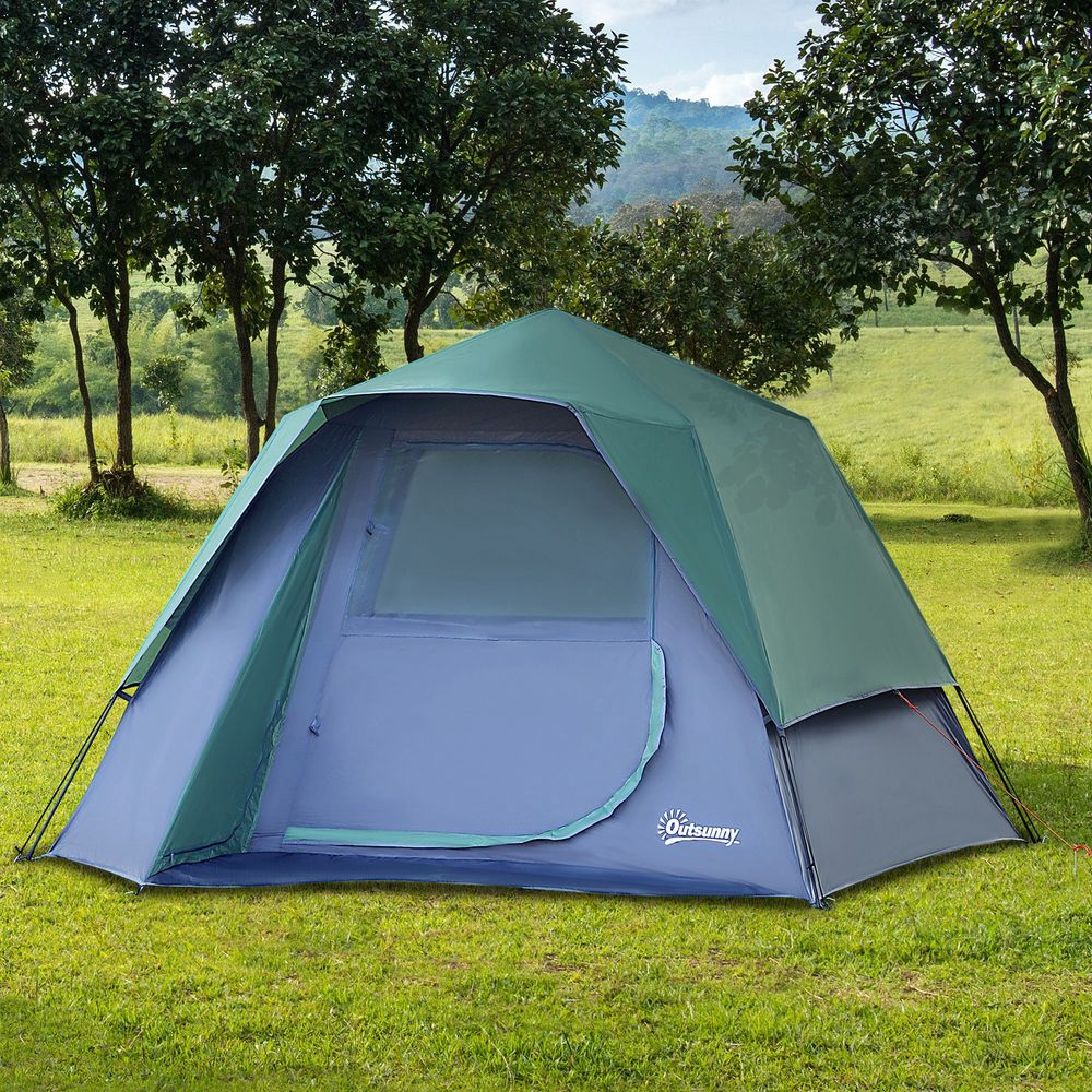Family Pop-Up Camping Tent W/ Removable Waterproof Rainfly Outsunny - anydaydirect