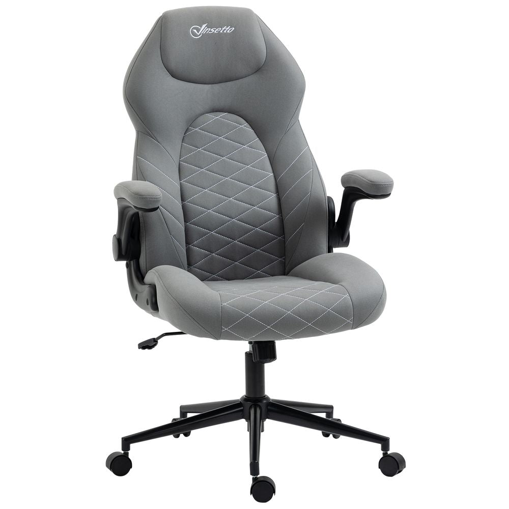 Vinsetto High-Back Home Office Chair w/ Flip Up Armrests Swivel Seat Light Grey - anydaydirect