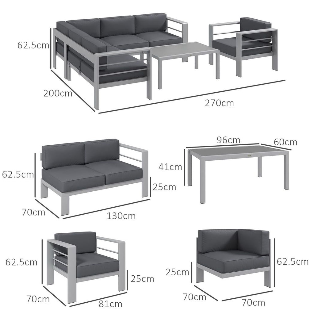 Outsunny 5 PCs Garden Sofa Set w/ Cushions, Aluminium Furniture Sets - anydaydirect