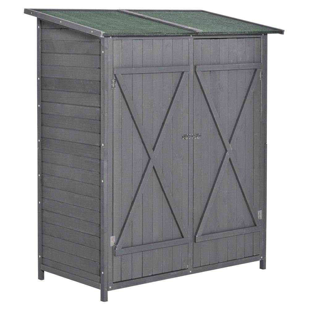 Durable Garden Wood Shed with Storage Table & Asphalt Roof - anydaydirect