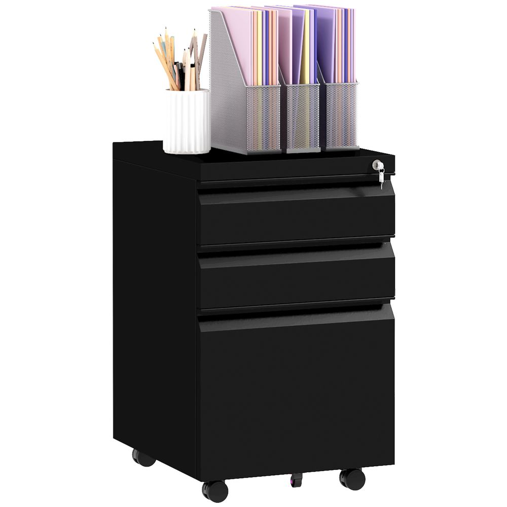 Vinsetto Steel File Cabinet with Lock and Hanging Bar for Letter A4 Legal Size - anydaydirect