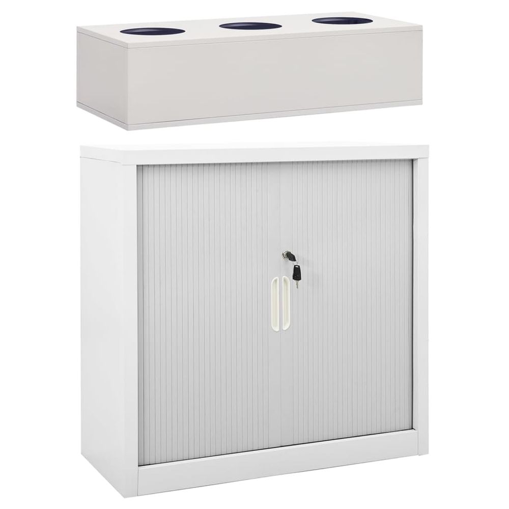 vidaXL Sliding Door Cabinet with Planter Box Grey 90x40x113 cm Steel - anydaydirect