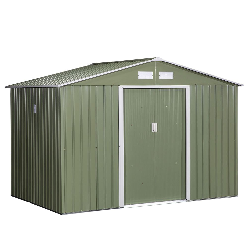 Durable 9x6FT Garden Metal Storage Shed with Foundation - Green - anydaydirect