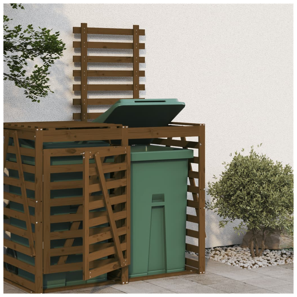 vidaXL Wheelie Bin Storage Extension Honey Brown Solid Wood Pine - anydaydirect