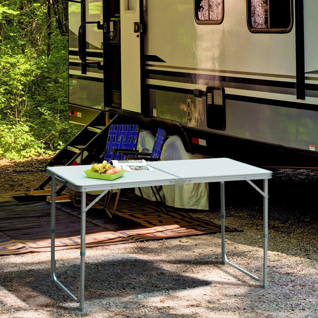Outsunny 4ft Aluminium Portable Folding Camping Picnic Table Outdoor Garden - anydaydirect
