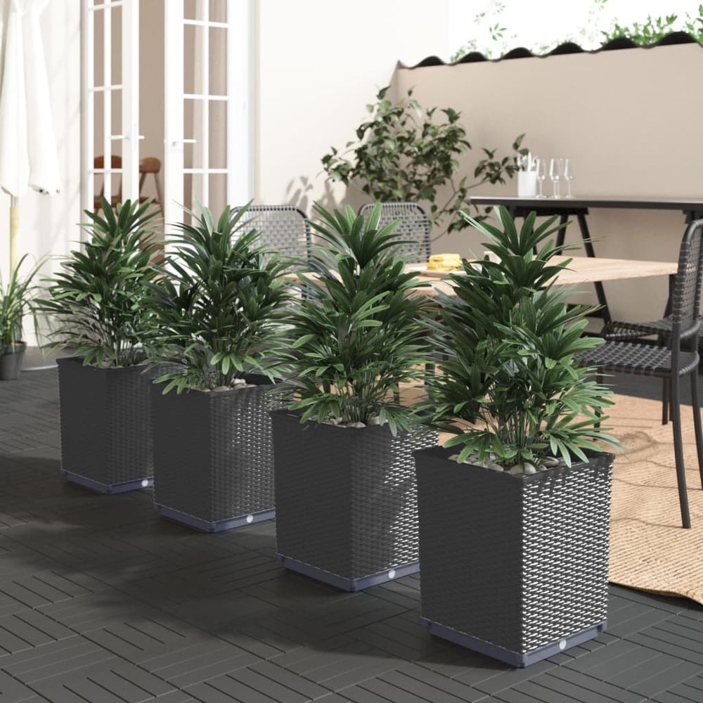 vidaXL Planters 2 pcs Dark Grey 30x30x37 cm Polypropylene - anydaydirect