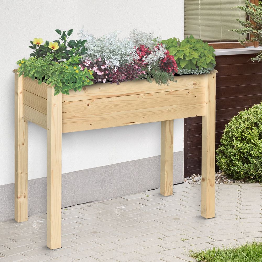 Raised Wood Garden Bed Planter - anydaydirect