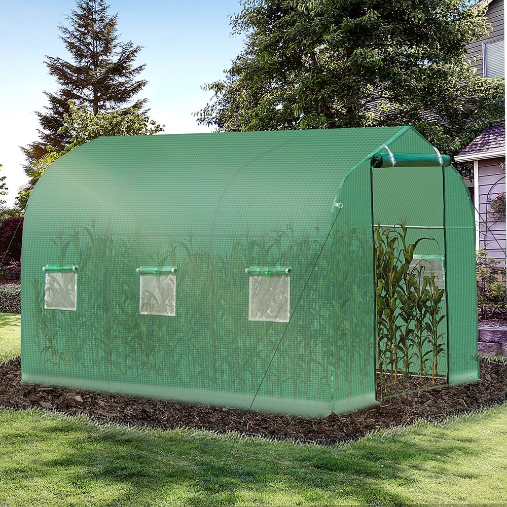 Garden Polytunnel Walk-in Greenhouse Round Gable Top Window Heat Shed - anydaydirect