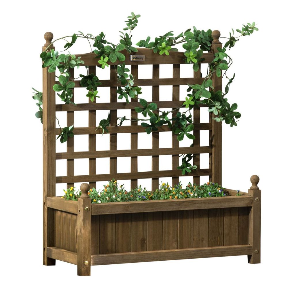 Garden Planters with Trellis for Climbing Vines Indoor Outdoor Brown - anydaydirect