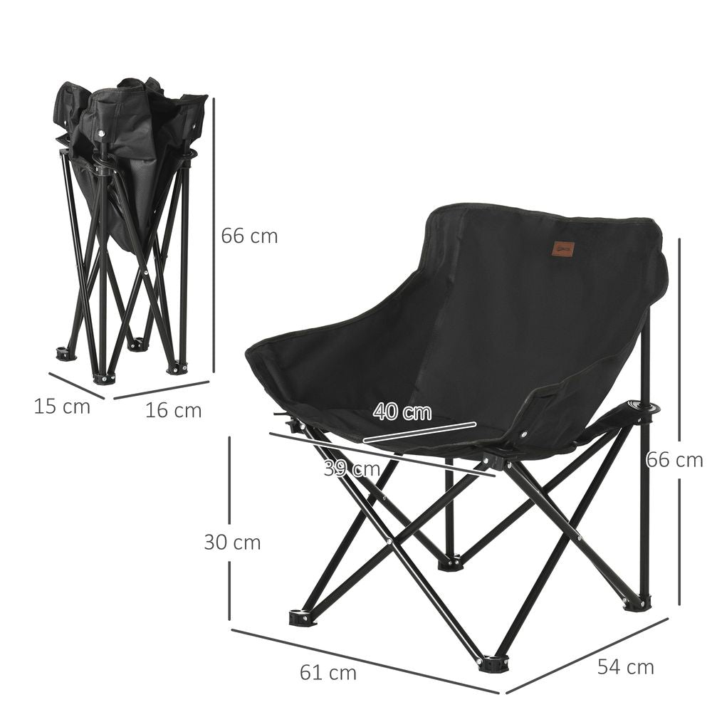 Outsunny Folding Camping Chair with Carrying Bag and Storage Pocket, Black - anydaydirect