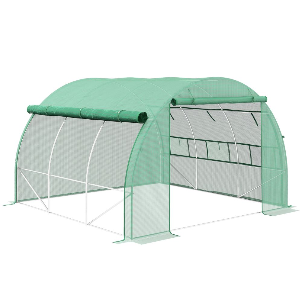 3 x 3 x 2 m Polytunnel Greenhouse Pollytunnel Tent w/ Steel Frame Green - anydaydirect