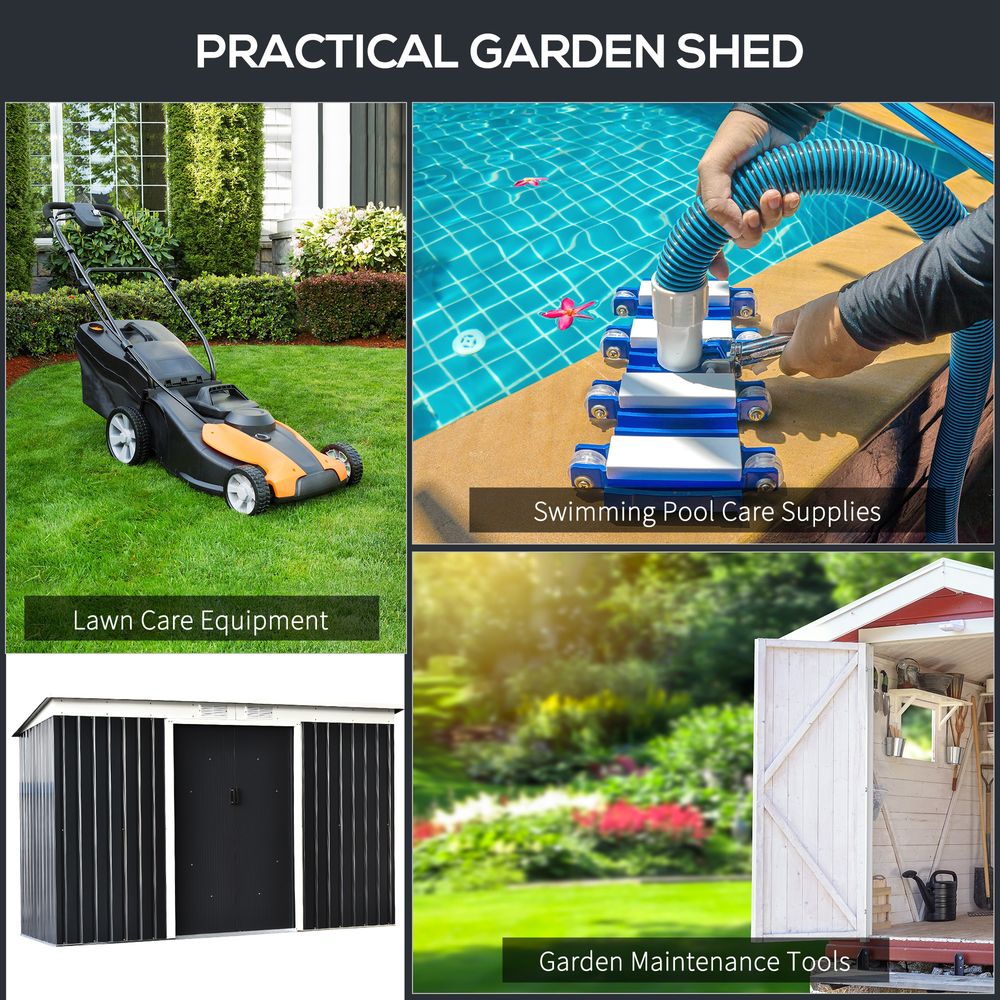 Outsunny 9x4FT Metal Garden Storage Shed with Double Doors - anydaydirect