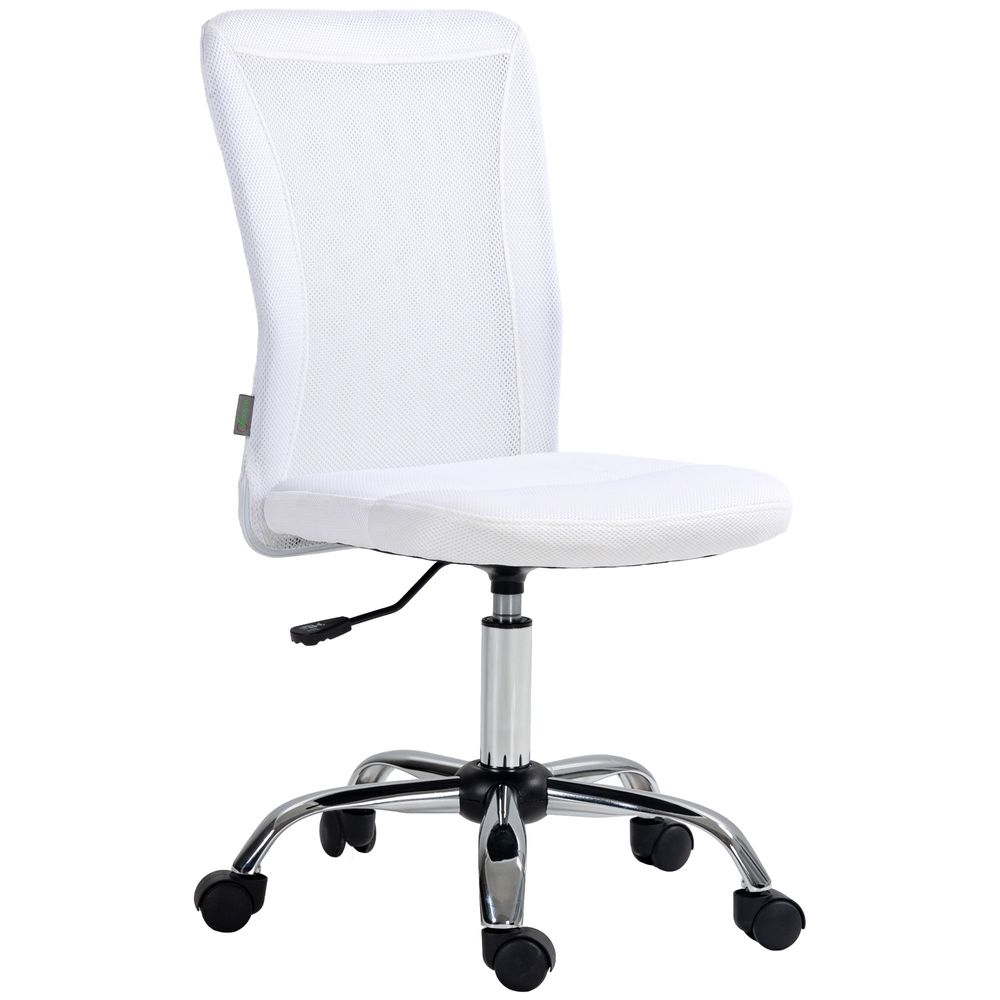 Vinsetto Armless Office Chair with Adjustable Height Mesh Back Wheels White - anydaydirect