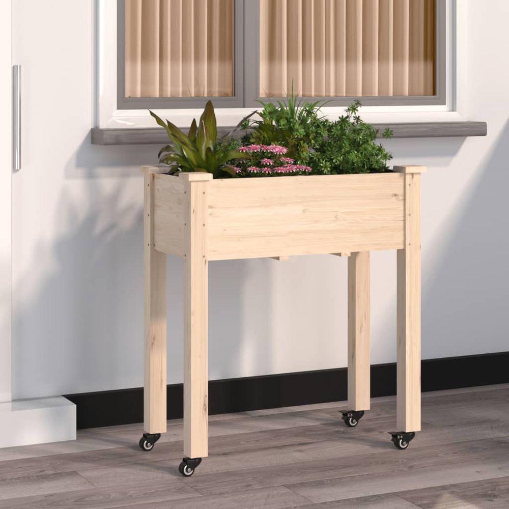 vidaXL Planter with Liner 71x37x76 cm Solid Wood Fir - anydaydirect