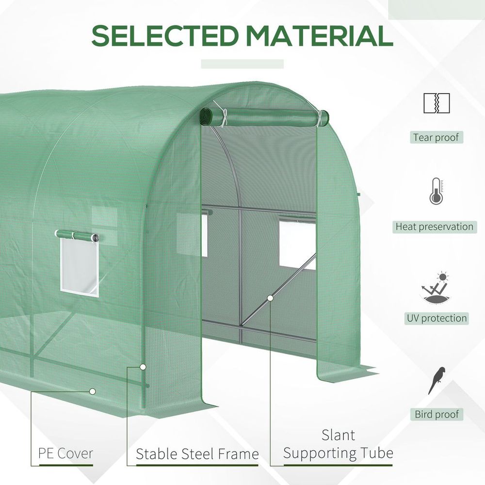 3.5 x 3 x 2 m Polytunnel Greenhouse Polytunnel Tent w/ PE Cover Green - anydaydirect