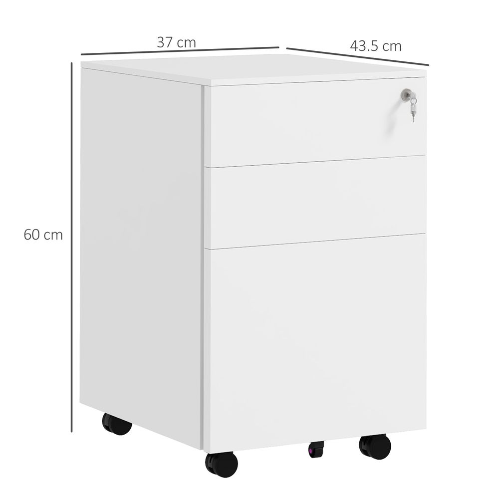 Vinsetto Steel File Cabinet with Lock Hanging Bar for Letter A4 Legal Size White - anydaydirect