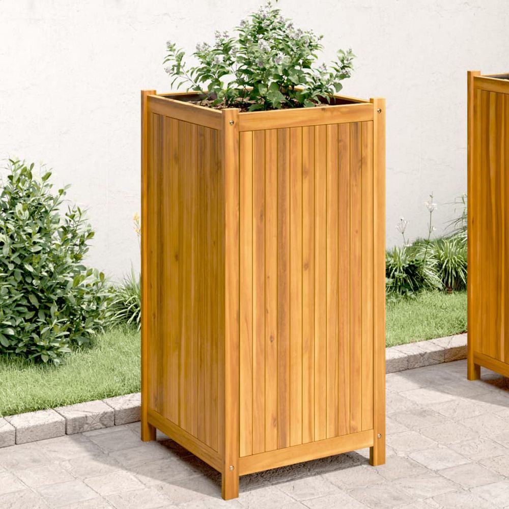 vidaXL Garden Planter with Liner 31x31x30 cm Solid Wood Acacia - anydaydirect