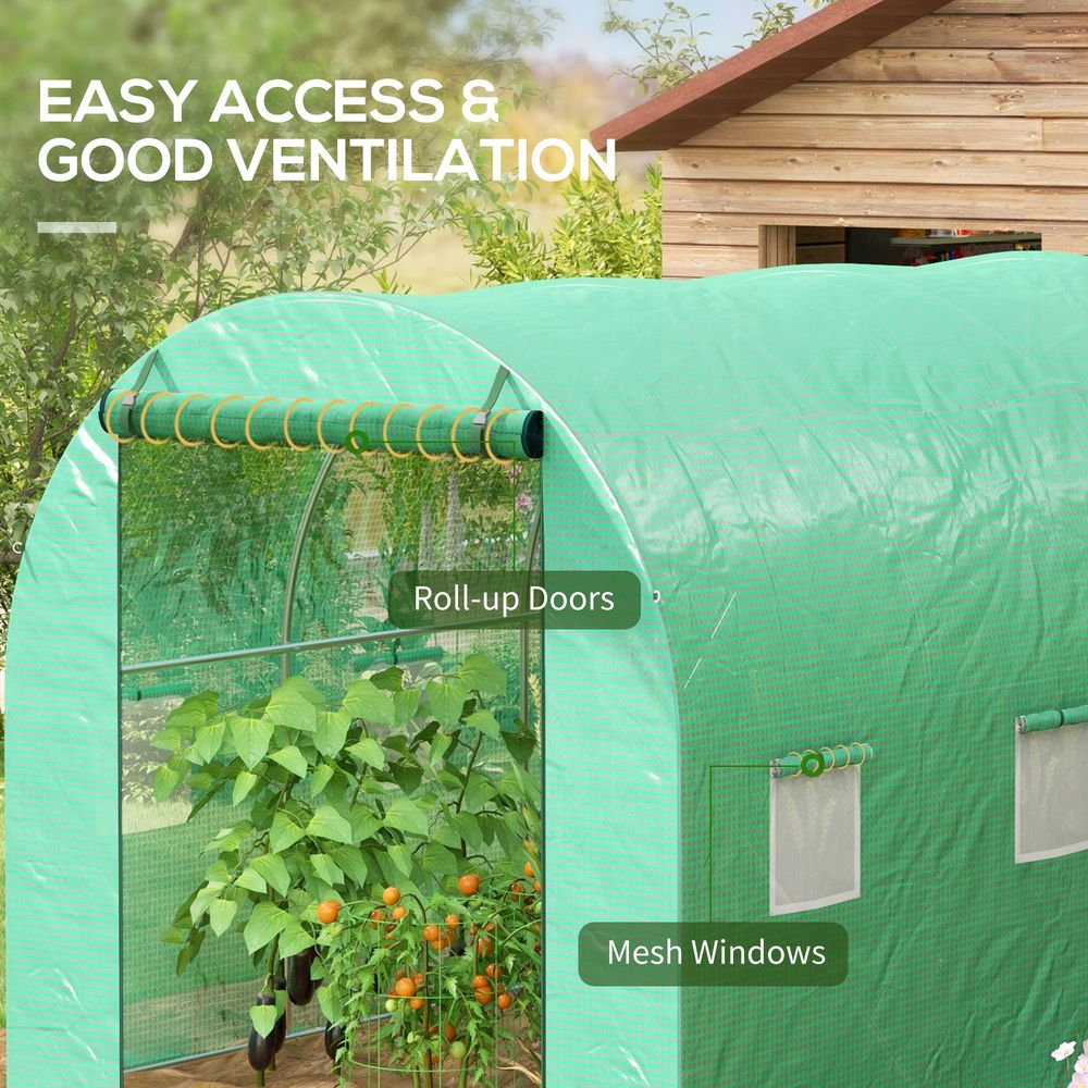 Outsunny Polytunnel Green House with Sprinkler System, Wide Door - anydaydirect