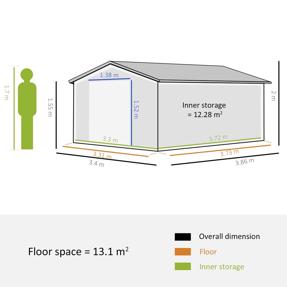 13ft x 11ft Outdoor Metal Storage Shed with Vent & Foundation - anydaydirect