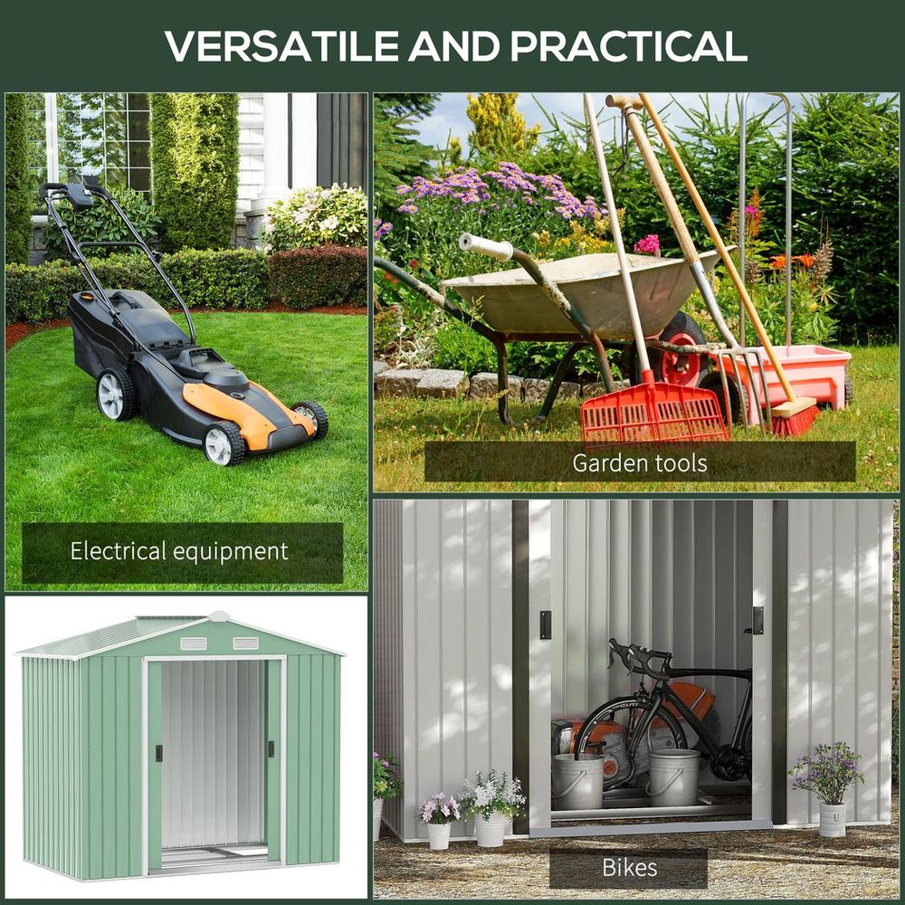 Durable Light Green Garden Shed with Locking Door and Foundation - anydaydirect