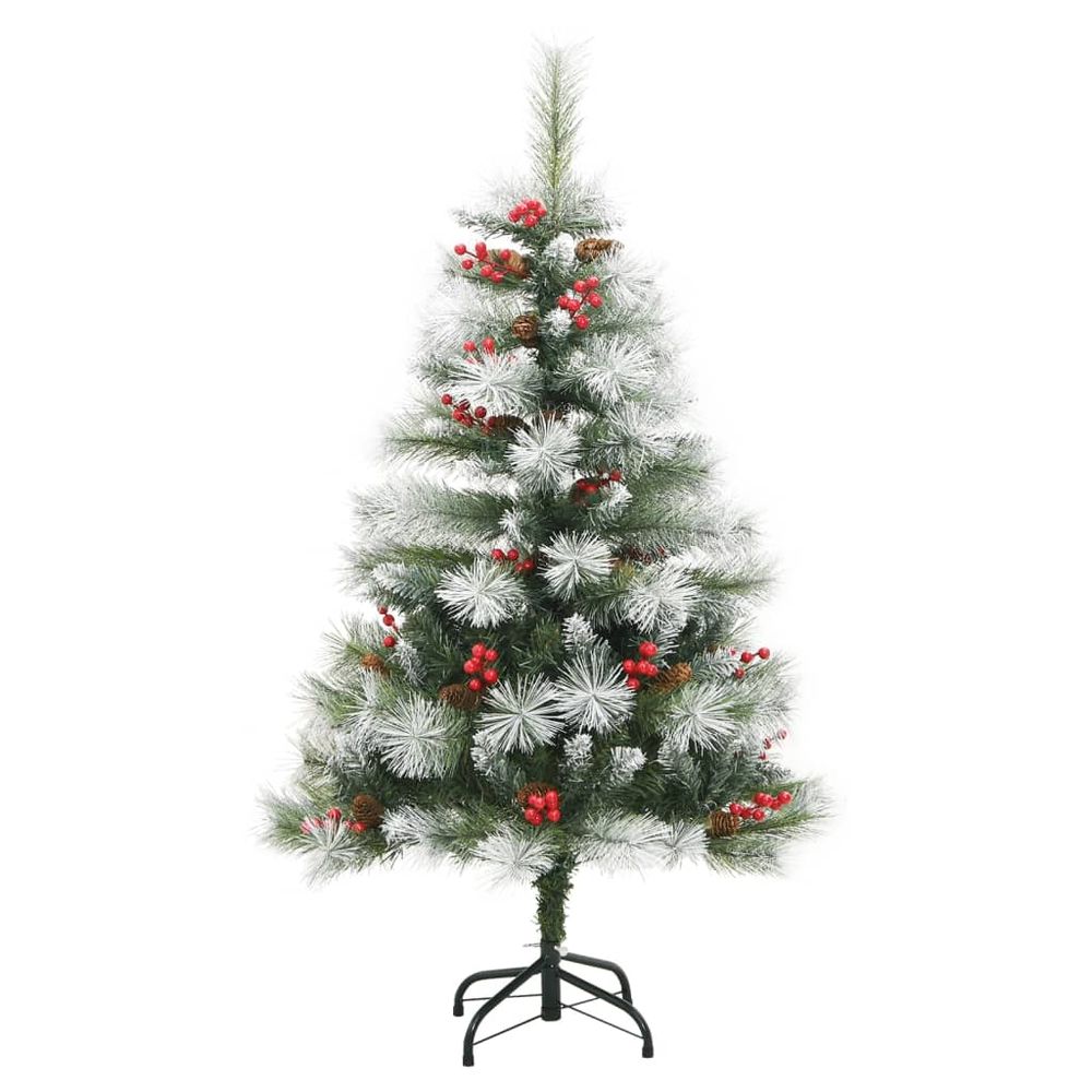 vidaXL Artificial Hinged Christmas Tree with Cones and Berries 4ft to 8ft - anydaydirect