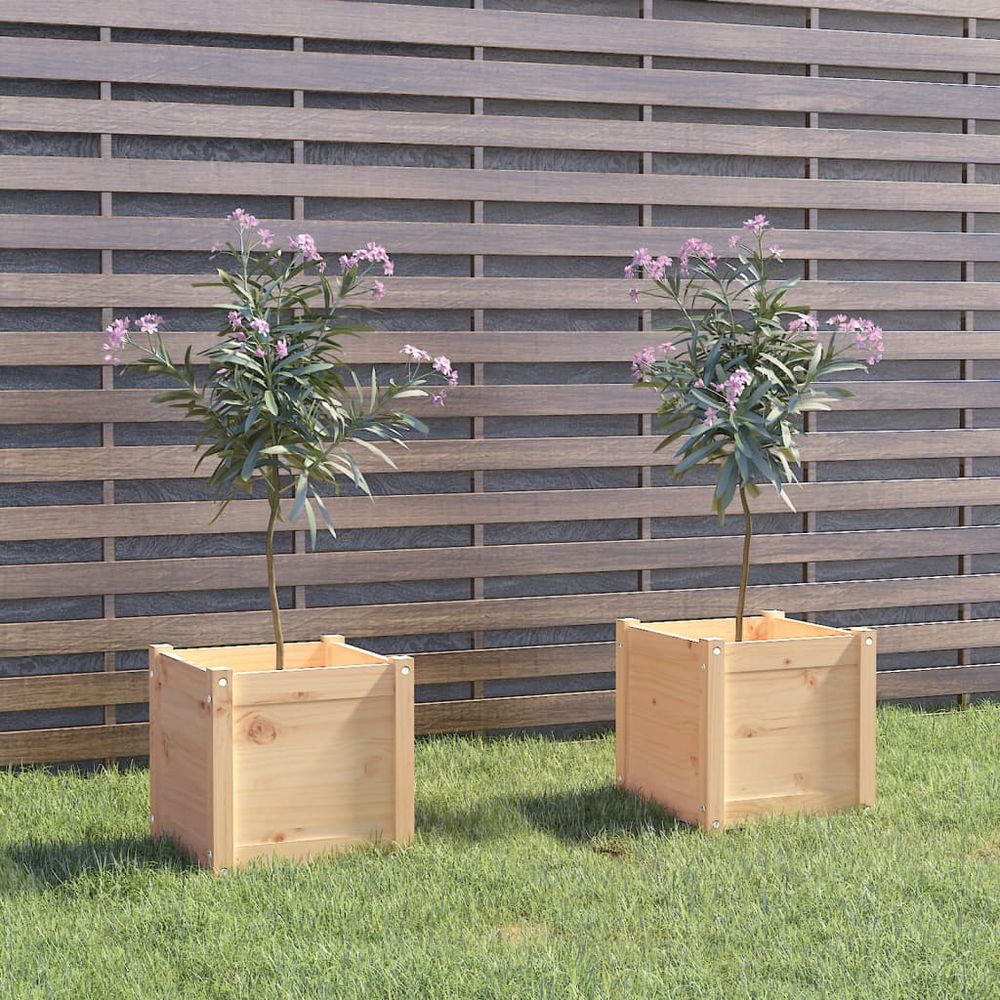 vidaXL Garden Planters 2 pcs 40x40x40 cm Solid Pinewood - anydaydirect