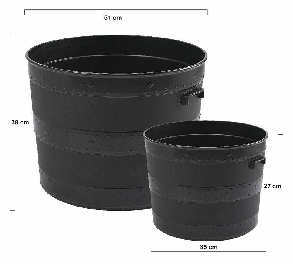 Whitefurzee Blacksmith Tub Planter Black Plastic Plant Pot Barrel Planter 24 Litre or 102 Litre - (24 Litre) - anydaydirect