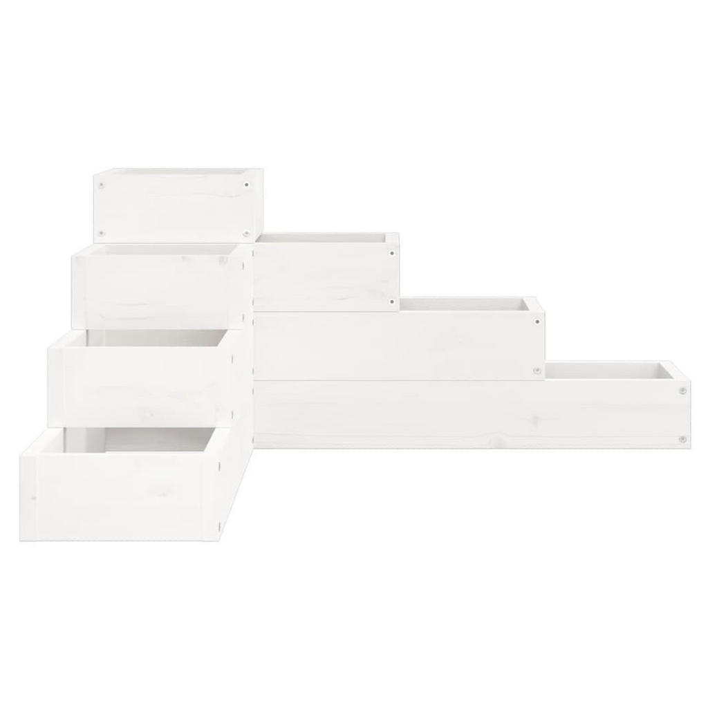 vidaXL Garden Planter 4-Tier 80.5x79x36 cm White Solid Wood Pine - anydaydirect