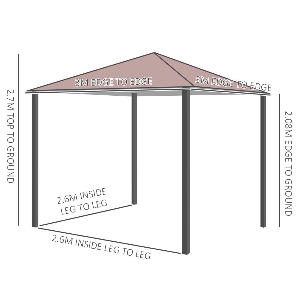 Outsunny 3m x 3m Garden Metal Gazebo Marquee Party Tent Canopy Shelter Pavilion - anydaydirect