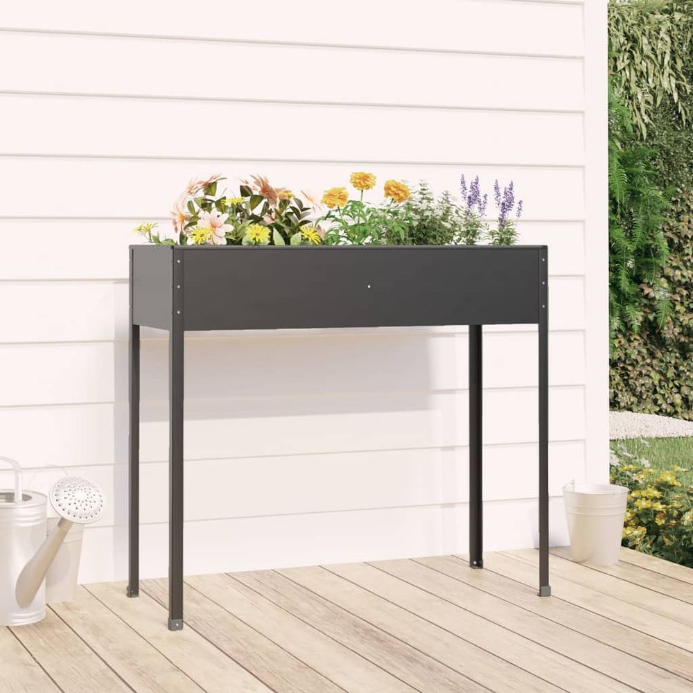 Garden Planter Anthracite 100.5x40.5x90 cm Galvanised Steel - anydaydirect