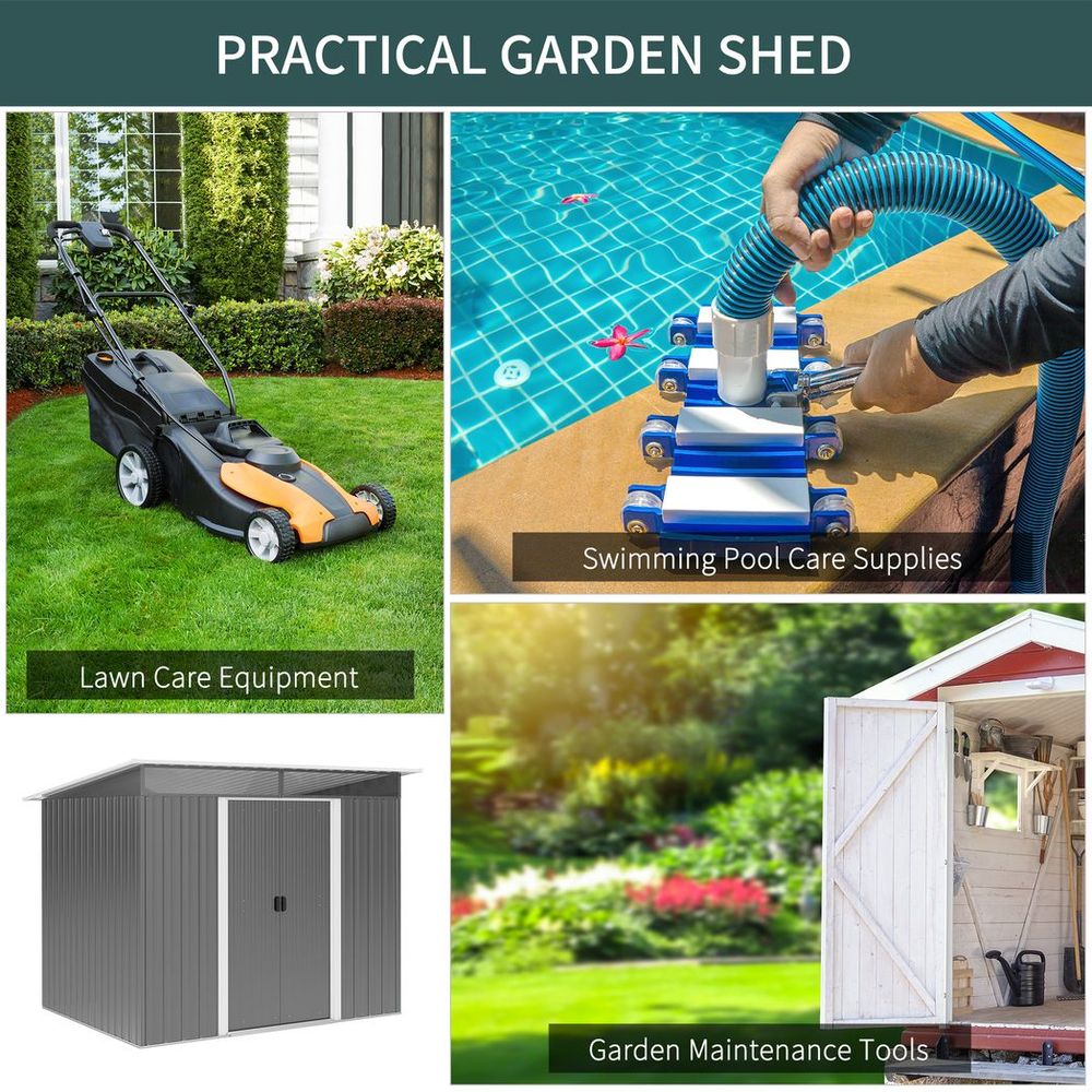 6.4 x 8.5ft Outsunny Garden Shed with Double Sliding Doors - anydaydirect