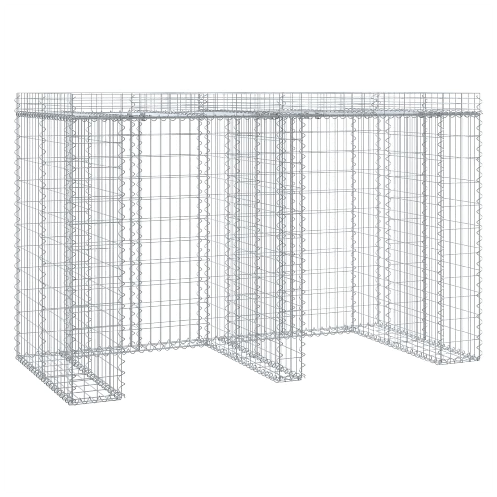 Gabion Wall for Garbage Wheelie Bin Storage 192x91x120 cm Galvanised Iron - anydaydirect