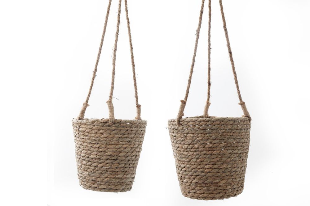 Set of Two Rush Grass Hanging Planters - anydaydirect