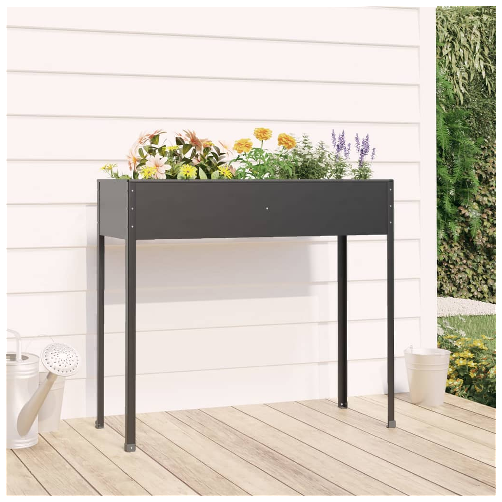 Garden Planter Anthracite 100.5x40.5x90 cm Galvanised Steel - anydaydirect