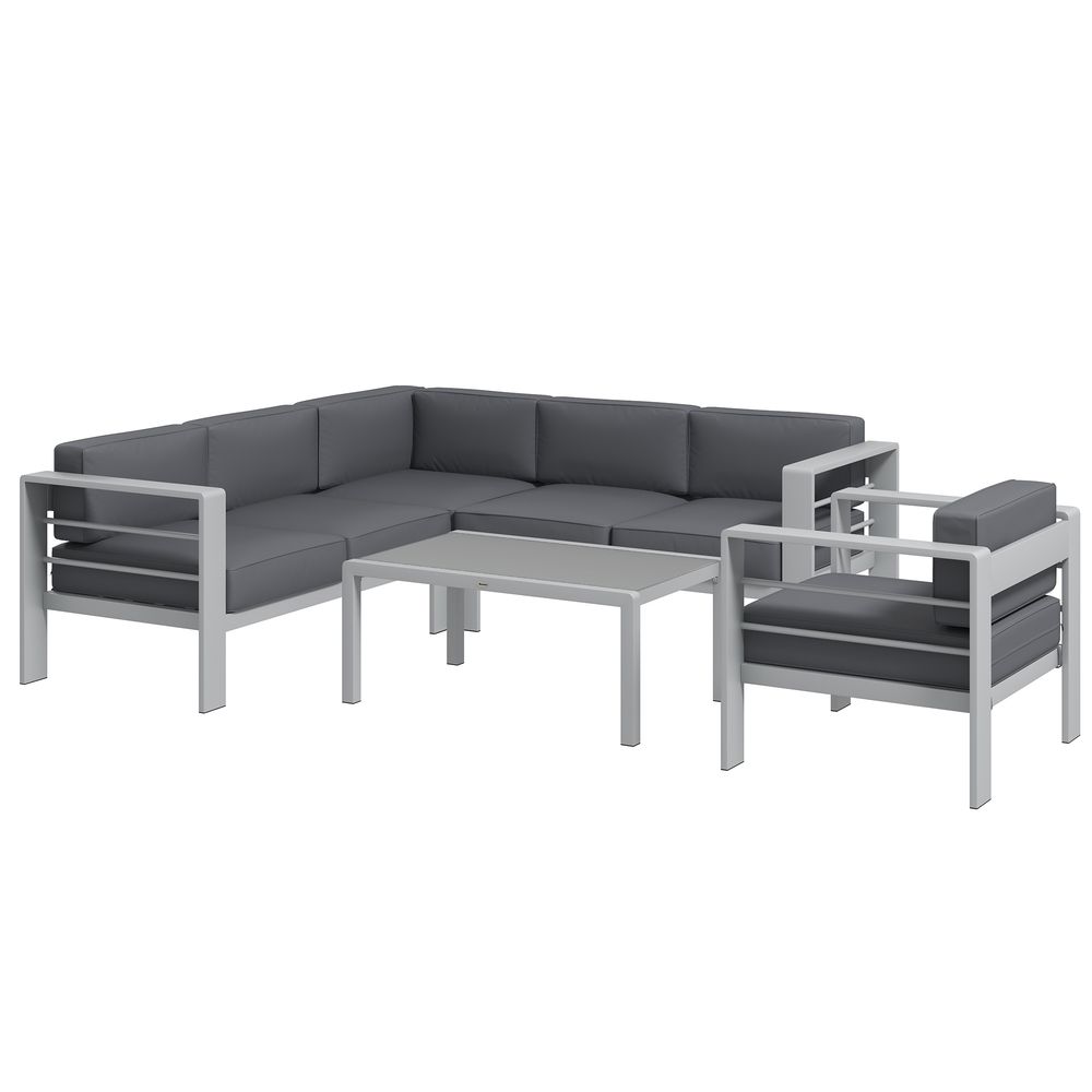 Outsunny 5 PCs Garden Sofa Set w/ Cushions, Aluminium Furniture Sets - anydaydirect