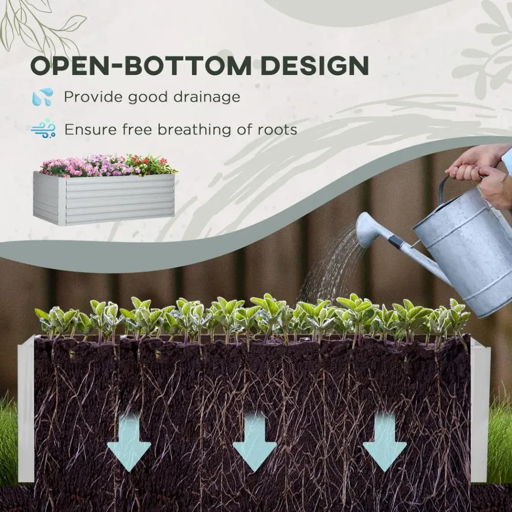 Raised Beds for Garden Galvanised Steel Outdoor Planters with Reinforced Rods - anydaydirect