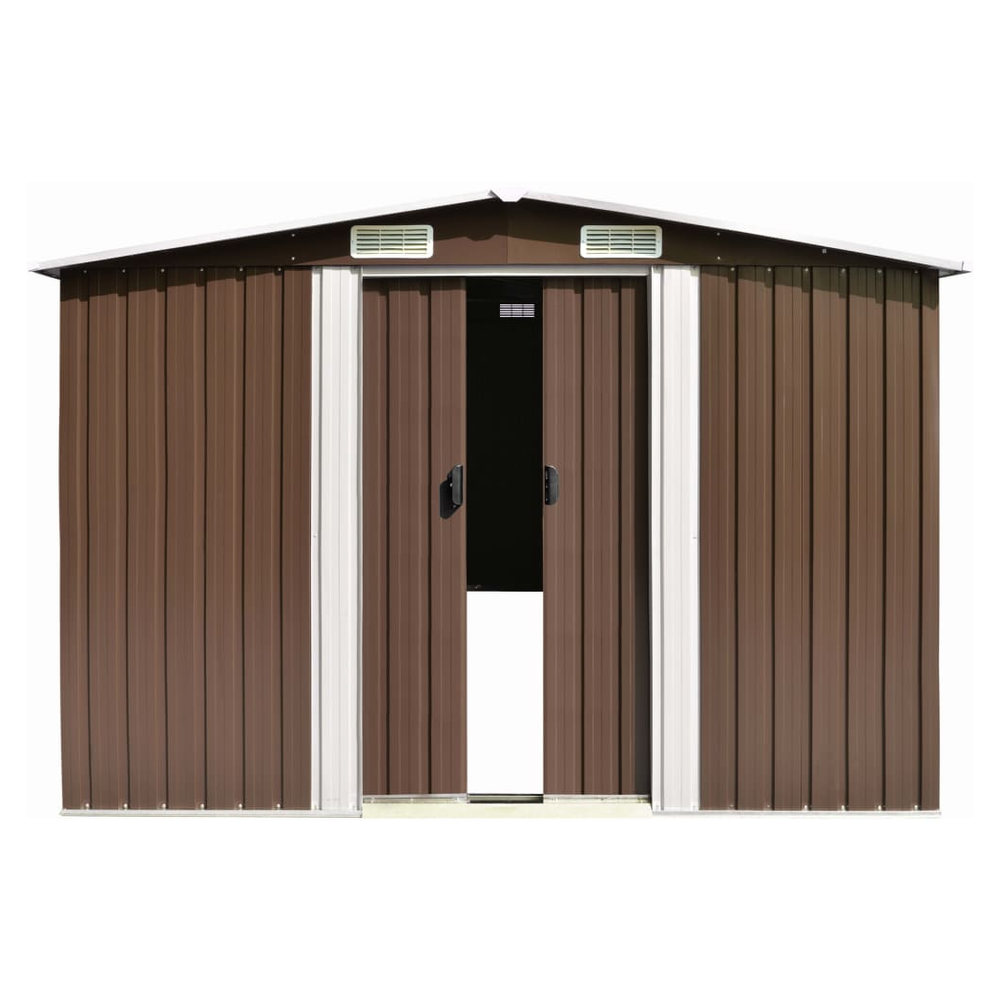 Durable Galvanised Steel Garden Shed in Brown - 257x779x181 cm - anydaydirect