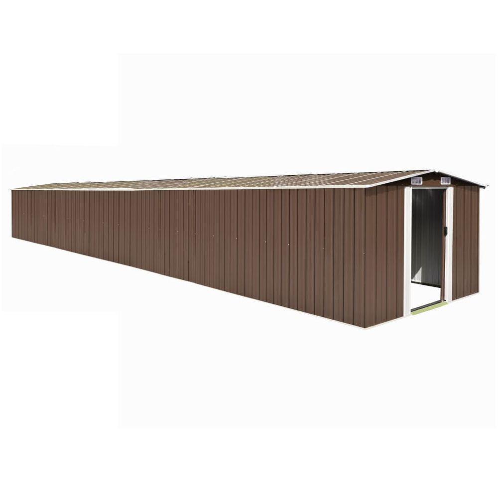 Galvanised Steel Garden Shed - Durable Brown Storage Solution - anydaydirect