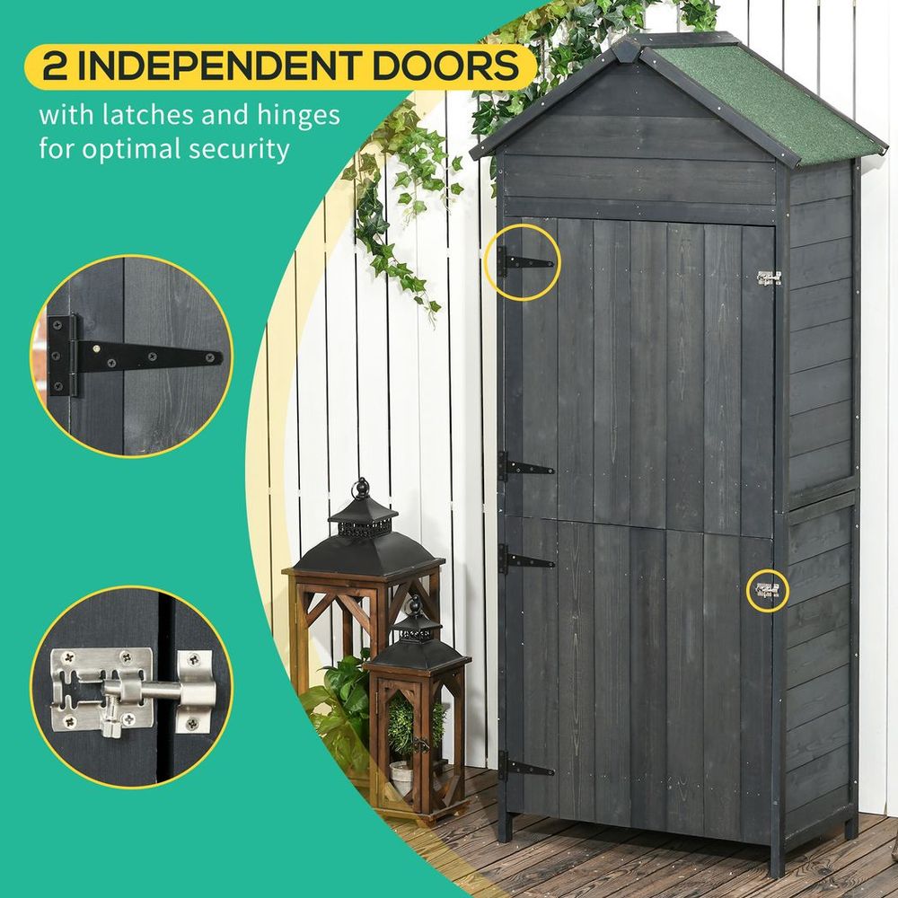 Outsunny Wooden Garden Shed with Shelves - Durable Tool Storage - anydaydirect