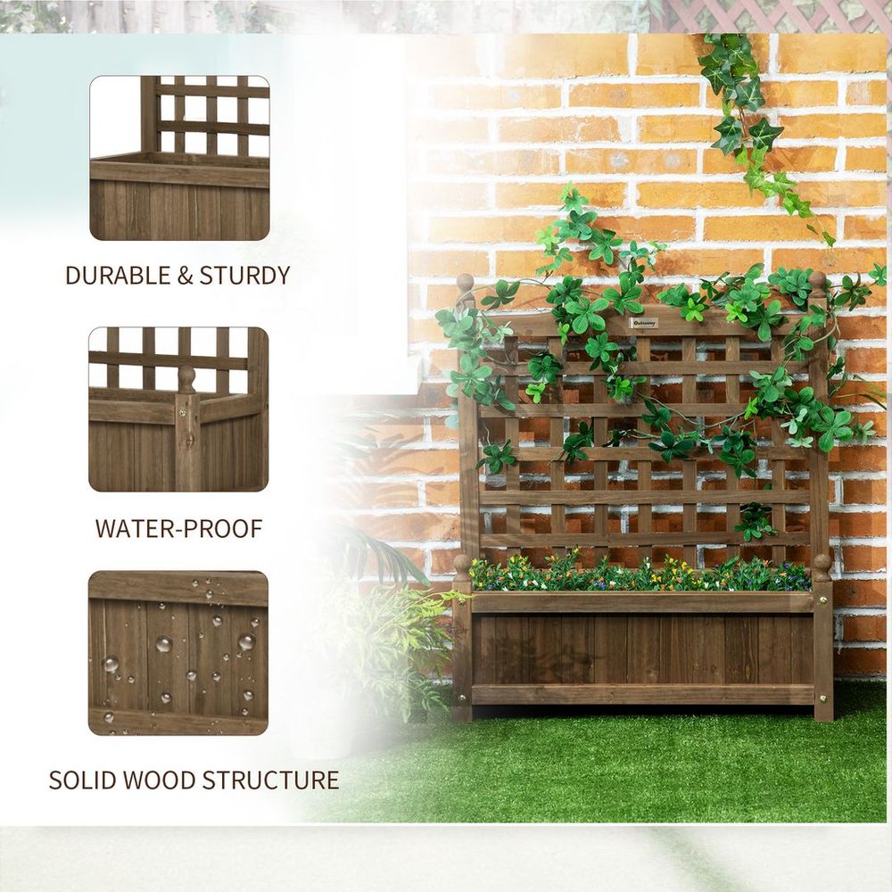 Garden Planters with Trellis for Climbing Vines Indoor Outdoor Brown - anydaydirect