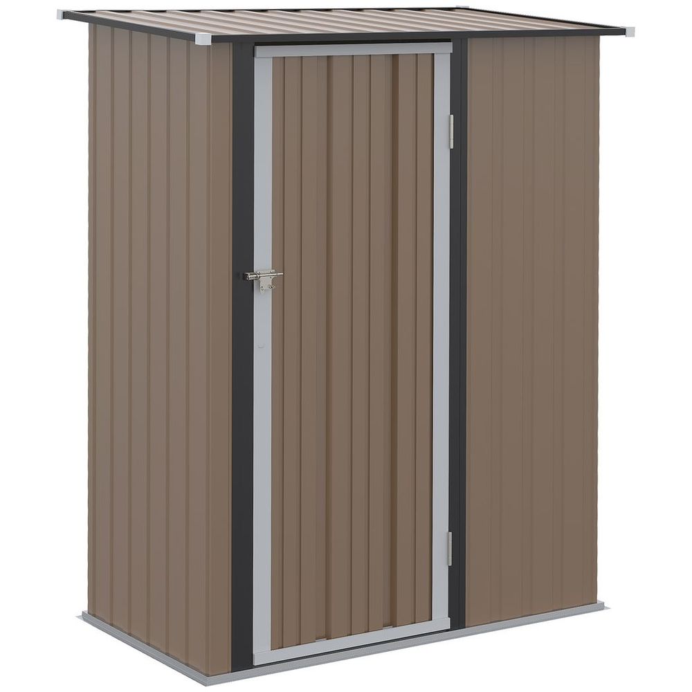 Galvanized Steel Garden Shed with Lockable Door - Brown - anydaydirect