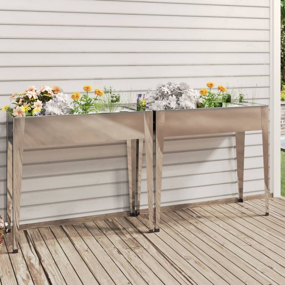 vidaXL Garden Planters 2 pcs Galvanised Steel - anydaydirect