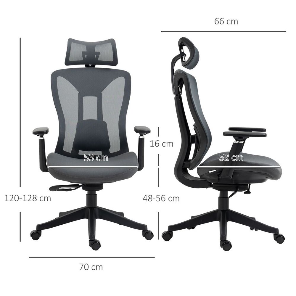 Vinsetto Mesh Office Chair for Home with Lumbar Support, Sliding Seat, 3D Arm - anydaydirect