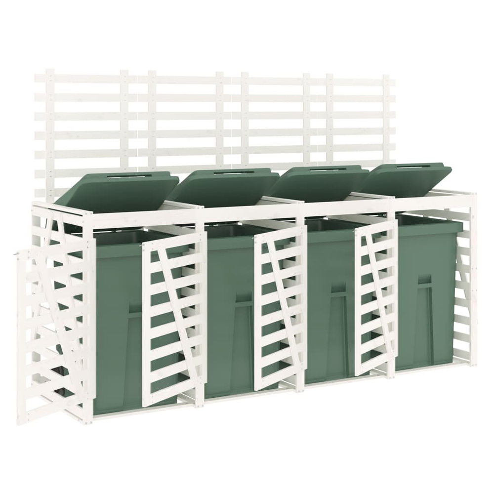 vidaXL Quadruple Wheelie Bin Storage White Solid Wood Pine - anydaydirect