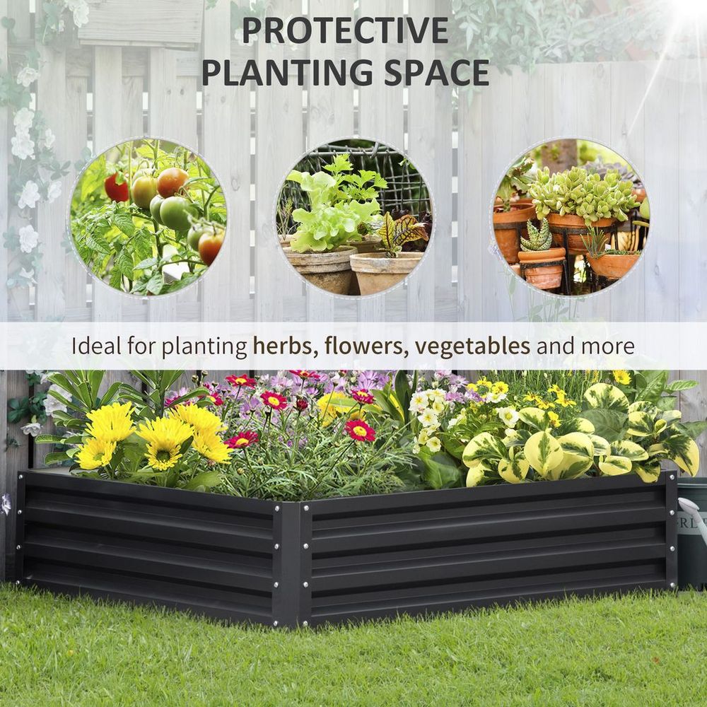 Raised Garden Bed Gardner Frame Outdoor Planter Kit Flower Vegetables Grey - anydaydirect