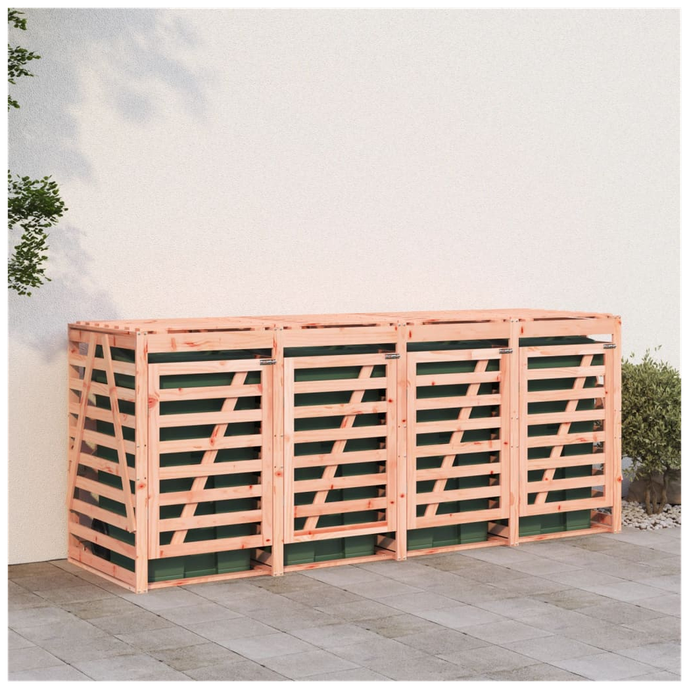 vidaXL Quadruple Wheelie Bin Storage Solid Wood Douglas - anydaydirect